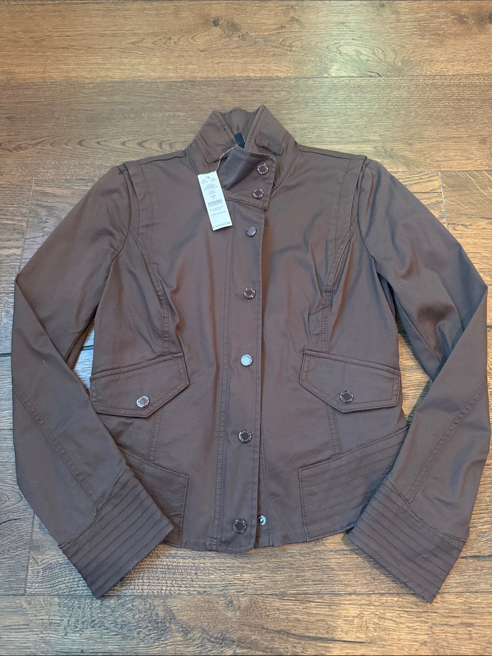 Women's Brown Button-Front and zipper Utility Jacket